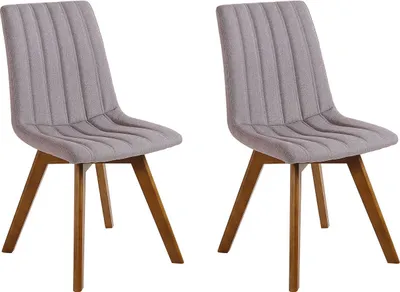 Obrázek produktu pro BELIANI Sada 2 jídelních židlí šedých taupe polyesterové látkové tmavé dřevěné nohy vertikální prošívání retro styl