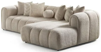 Produktbild von Ecksofa L Form Beige Stoffbezug Modern Wohnzimmer komfortabel