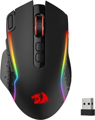 Immagine prodotto di Redragon M810 Pro Wireless Gaming Mouse, mouse cablato/wireless da 10000 DPI con pulsante di fuoco rapido, 8 pulsanti macro, 45 ore di alimentazione continua e RGG