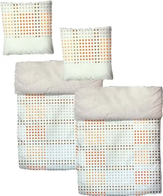 Produktbild von Baumwolle Satin Bettwäsche punkte orange weiß 155x220 80x80: 4 tlg.