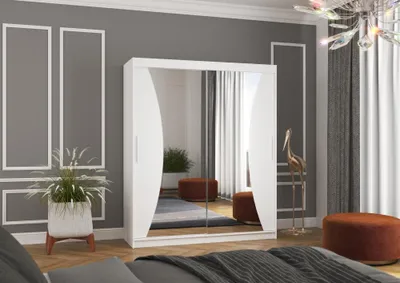 Obrázek produktu pro Šatní skříň se zrcadlem 180 cm ZADLIA - bílá