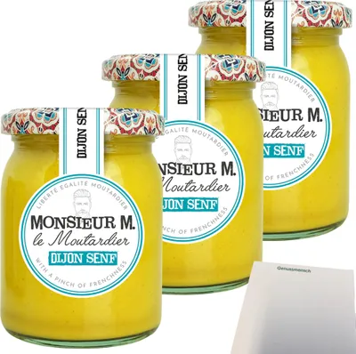 Produktbild von Monsieur M Dijon Senf 3er Pack (3x200g Glas) + usy Block