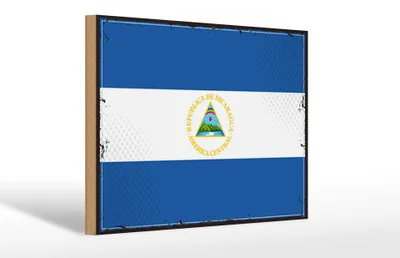 Produktbild von Holzschild Flagge Nicaraguas 30x20cm Retro Flag Nicaragua