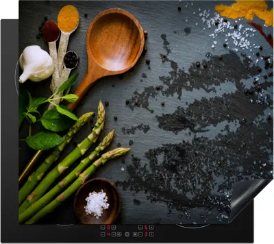 Produktbild von KitchenYeah© Herdabdeckplatte Gewürze - Schöpfkelle - Küche , 59x52cm, Küche Deko, Glaskeramikkochfeld Herdabdeckung, Abdeckplatte fùr Kochfeld