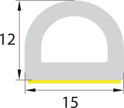 Produktbild von DP8 EPDM Moosgummi Halbrundprofil D Profil 15x12 mm selbstklebend Gummidichtung