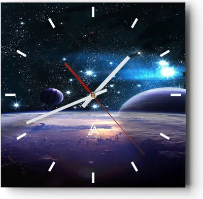Produktbild von Wanduhr - Quadrat - Glasuhr - Kosmos Planet - 40x40cm - Schleichendes Uhrwerk - Lautlos - zum Aufhängen bereit - Dekoration Modern - Wanddekoration aus Glas - C3AC40x40-3575