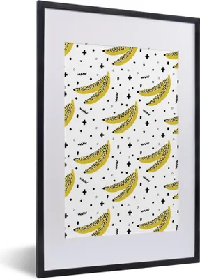 Produktbild von MuchoWow® Gerahmtes Poster Obst - Bananen - Muster 40x60 cm - Poster mit Schwarzem Bilderrahmen Wandposter Rahmen Foto Bilder - Poster in Rahmen