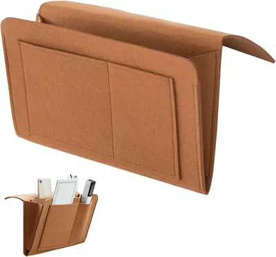 Produktbild von Betttasche aus Filz, 32 × 20 cm, braun, für Aufbewahrung am Bett