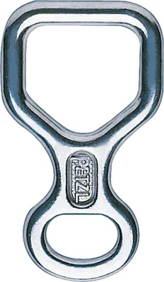 HUIT Abseilacht von Petzl; ein silberner Abseilachter aus Metall für Kletter- und Sicherungszwecke.