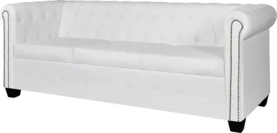 Produktbild von Chesterfield-Sofa 3-Sitzer Kunstleder Weiß