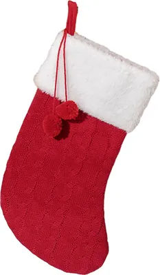 Produktbild von Weihnachtsstrümpfe, 43 cm groß, gestrickt, mit weißem Kunstfellbündchen, ideal zum Aufhängen am Kamin und als Dekoration für Weihnachtsfeiern.