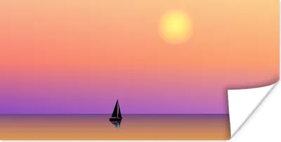 Produktbild von MuchoWow® Poster Segelboot - Meer - Nacht - Sommer 40x20 cm - Poster für die Wand - Poster Schlafzimmer