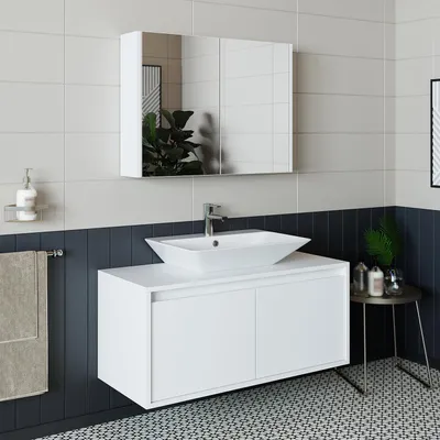 Produktbild von Roomart ATLANTIC-100 Badmöbel-Set 3-teilig 100 cm breit, Weiß