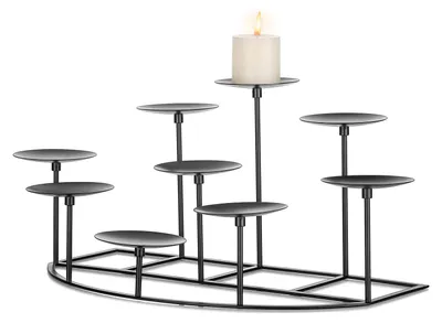 Image de Support pour bougies Romadedi, modèle Kaminkerzenhalter, pour 9 bougies - idéal pour les bougies chauffe-plat, couleur noire