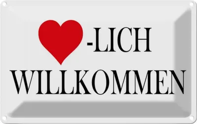 Produktbild von vianmo Blechschild 12x18 cm Herzlich Willkommen Dekoration Spruch Zitat