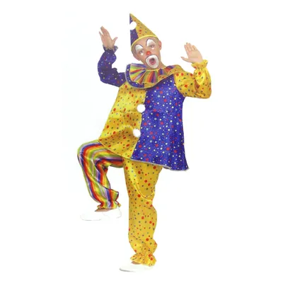 Produktbild von Kinder Clown Kostüm (Oberteil, Hose und Hut) Größe: 128 (ca. 6-7 Jahre)