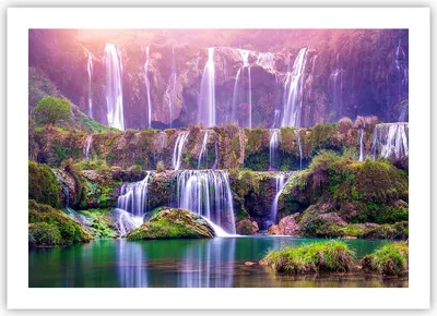 Produktbild von Poster - Poster ohne Rahmen - Wasserfall Natur - 70x50 cm - Wand Bild - Wanddeko - Wandbilder - Kunstposter - Wandposter - Bilder - Kunstdruck - Wanddekoration - Wandbild - P2XAA70x50-3893