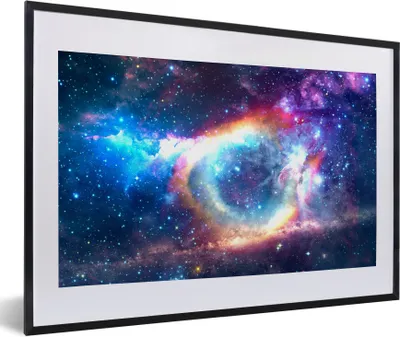 Produktbild von MuchoWow® Gerahmtes Poster Weltraum - Regenbogen - Sterne 60x40 cm - Poster mit Schwarzem Bilderrahmen Wandposter Rahmen Foto Bilder - Schlafzimmer - Plakat in Rahmen - Drucken
