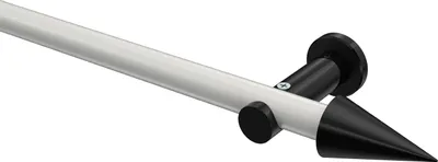 Produktbild von Interdeco Gardinenstange / Vorhangstange Weiß / Schwarz, Typ Platon Savio (Kegel) ohne Ringe, 20 mm Ø 1-läufig, 240 cm