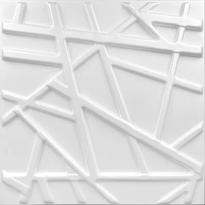 Produktbild von deccart Wand- & Deckenpaneele LINE 3D, Schaumstoff, Weiß, 50 cm x 50 cm, Kassettendecken-Optik, wärme- und schalldämmend, einfache Montage