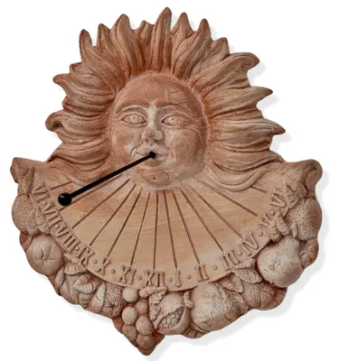 Sonnenuhr aus Terrakotta, wetterbeständig, 33 x 35 cm, Vintage-Stil