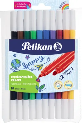 Obrázok produktu pre Pelikan perá s vláknovým hrotom Colorella® Duo s 10 farbami, po 2 hrubé a tenké hroty