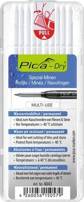 Produktbild von Pica Dry Ersatzminen Etui, wasserstrahlfest, 10 Minen weiß