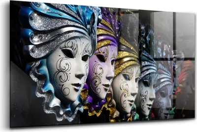 Obrázok produktu pre Obraz z tvrdeného skla - Maľovanie Stien - Temperované Sklo - 120x60 cm - Benátske masky
