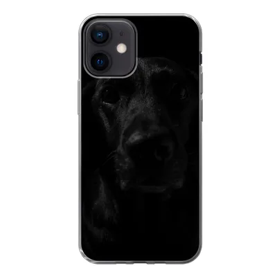 Produktbild von MuchoWow® Handyhülle Schutzhülle Hülle für iPhone 12 Hund - Haustier - Schwarz Silikon Softcase Handy Hülle - Schutzhülle