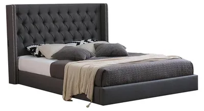 Produktbild von Design Chesterfield Leder Bett Hotel Betten Schlafzimmer Samt Polster  180x200