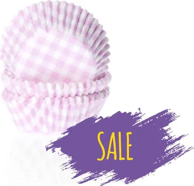 Produktbild von 60 Mini Muffinförmchen, rosa weiß kariert
