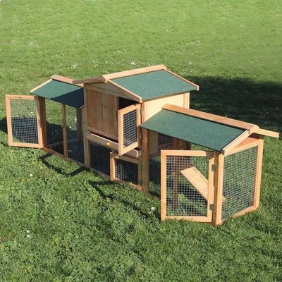 Produktbild von Famanu Kaninchenstall mit Freilaufbereich für kleine Tiere - 211 cm