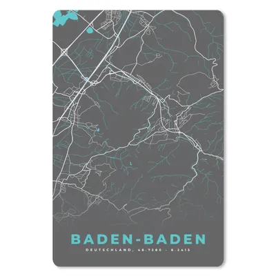Produktbild von MuchoWow® Mauspad Mousepad Karte - Stadtplan - Baden Baden - Deutschland - Blau 40x60 cm - Mousepads - Maus Mat - Pad - Mausunterlage - Schreibtisch Accesoire