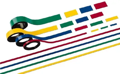 Zdjęcie produktu dla MAUL Taśma magnetyczna 1 m Taśma metalowa 2 sztuki magnetyczna powlekana tworzywem sztucznym z możliwością opisania 1 m x 1 cm x 1 mm żółta