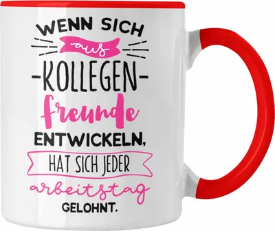 Produktbild von Trendation - Kollegen Tasse Geschenk Beste Kollegin Kollege Wenn Aus Kollegen Freunde Werden (Rot)