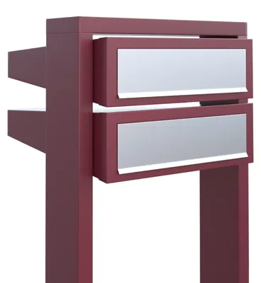 Produktbild von Briefkastenanlage Stairs for Two in Rot mit Edelstahlklappe
