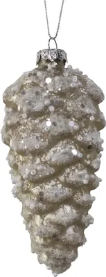 Produktbild von Christbaumschmuck in Zapfenform Weiß Glitzer