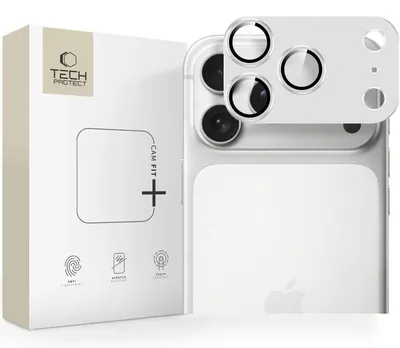 Obrázok produktu pre Sklenený ochranný kryt na fotoaparát Tech-Protect Camfull Fit+ pre iPhone 17 Pro Max - strieborný