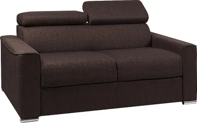 Produktbild von Schlafsofa 3-Sitzer - Liegefläche mit Lattenrost: 140 cm - Matratze: 22 cm mit Memory Schaum - Stoff - Braun - VIZIR