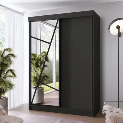 Produktbild von KIER FURNITURE Schrank mit Spiegel - Kleiderschrank mit Schiebetüren,167x205x59 cm