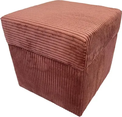 Zdjęcie produktu dla Pufa sztruksowa POSO 40x40 tapicerowana kwadratowa ze schowkiem pufa otwierana do salonu ciemno różowa
