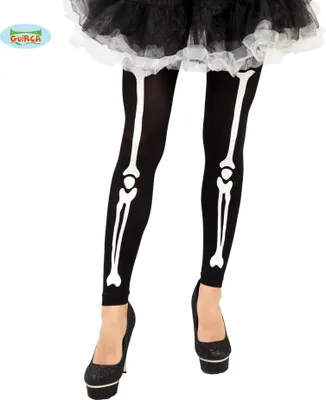 Produktbild von Schwarze Skelett Leggings Weiße Knochen Halloween