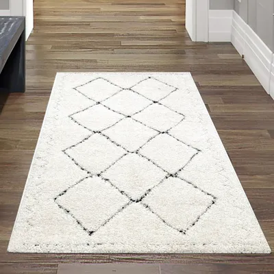 Immagine prodotto di Tappeto soffice con motivi moderni a trama piatta di dimensioni geometriche - 80x150 cm