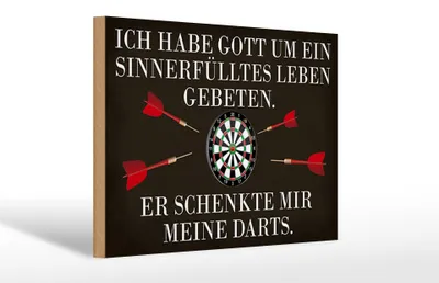 Produktbild von Holzschild  Gott schenkte mir meine Darts, 30x20 cm, Holzschilder Spruch Sport Hobby