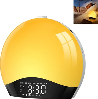 A wake-up light alarm clock with a sunrise simulation.