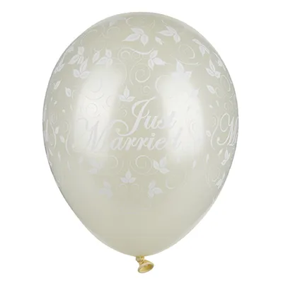 Produktbild von 30 Luftballons Ø 29 cm elfenbein "Just Married" metallic
