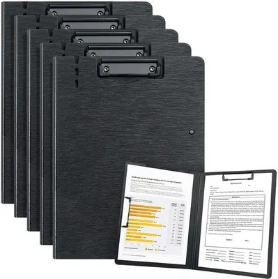 Produktbild von Famanu A4-Klemmbrett - Faltbare Klemmbretter - 5er-Pack - Schwarz - Dokumentenorganizer für Büro und Schule