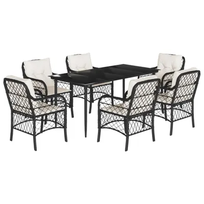 Immagine prodotto di vidaXL set da pranzo da giardino 7 pezzi con cuscini in polirattan nero