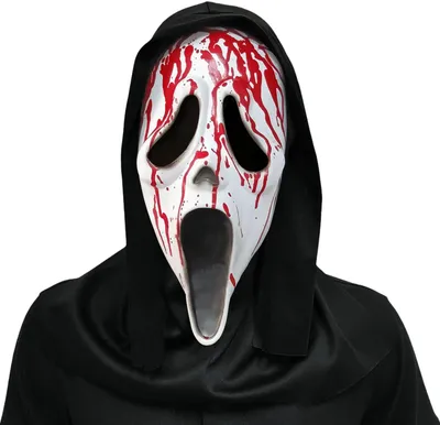 Produktbild von Schreckliche Scream Maske Halloween Kapuze Latex Kostüm Schwarz, KI-generiertes Bild