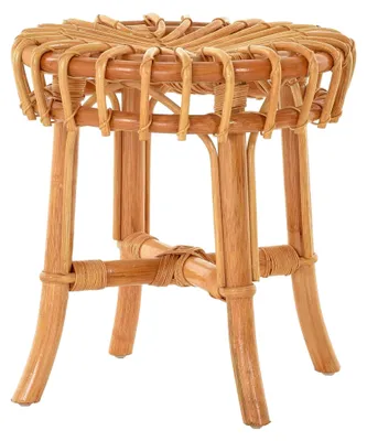 Produktbild von Runder Hocker aus Rattan / Beistellhocker / Fußhocker / Schemel (Honig - Hell)